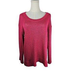Lauren Ralph Lauren Pink Sweater Large Long Sleeves, Ribbed Hem